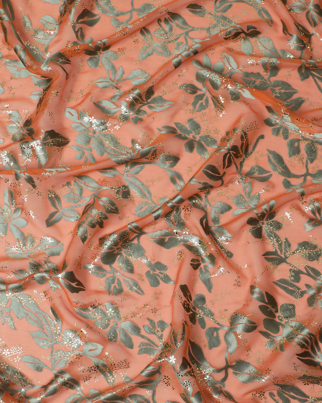 قماش شيفون حرير مرجاني لامع - نسيج مصنوع في كوريا الجنوبية، عرض 110 سم - D17662