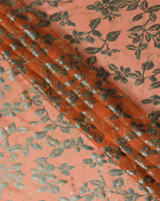 قماش شيفون حرير مرجاني لامع - نسيج مصنوع في كوريا الجنوبية، عرض 110 سم - D17662