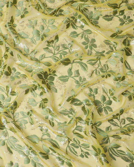 Lemon Zest Silk Chiffon Metallic Fabric - Exquisite South Korean Craftsmanship, 110 cm Wide  - D17663