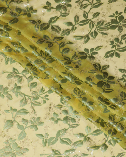 Lemon Zest Silk Chiffon Metallic Fabric - Exquisite South Korean Craftsmanship, 110 cm Wide  - D17663
