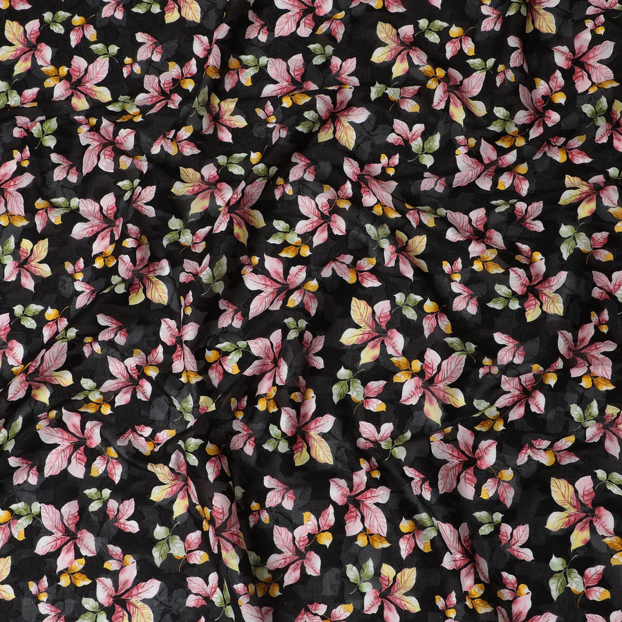 Uragiri Cotton Voile Fabric - Black with Vibrant Floral Print, 110 cm Wide, Japanese Craftsmanship-D17718 Regal Fabrics