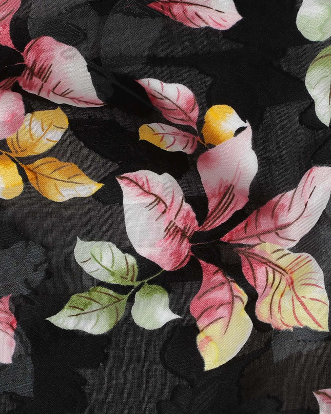 Uragiri Cotton Voile Fabric - Black with Vibrant Floral Print, 110 cm Wide, Japanese Craftsmanship-D17718 Regal Fabrics