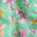 Uragiri Cotton Voile Fabric - Mint Green with Pink Blossom Print, 110 cm Wide, Crafted in Japan-D17721