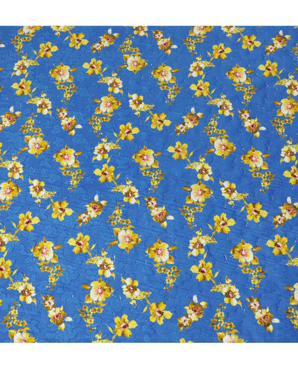 Uragiri Cotton Voile Fabric - Royal Blue with Sunny Blossom Print, 110 cm Width, Imported from Japan-D17724