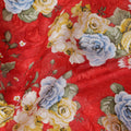 Uragiri Cotton Voile Fabric - Vivid Red with Classic Floral Print, 110 cm Width, Crafted in Japan-D17726
