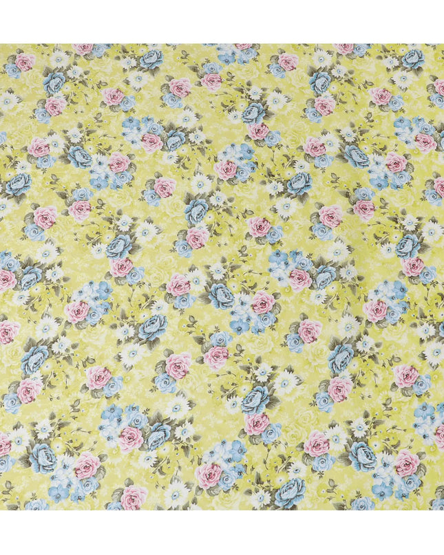 Uragiri Cotton Voile Fabric - Lemon Chiffon with Floral Print, 110 cm Wide, Japanese Craftsmanship-D17727 Regal Fabrics