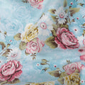 Uragiri Cotton Voile Fabric - Powder Blue with Romantic Rose Print, 110 cm Wide, Japanese Quality-D17728 Regal Fabrics