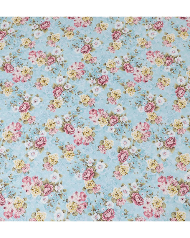 Uragiri Cotton Voile Fabric - Powder Blue with Romantic Rose Print, 110 cm Wide, Japanese Quality-D17728 Regal Fabrics