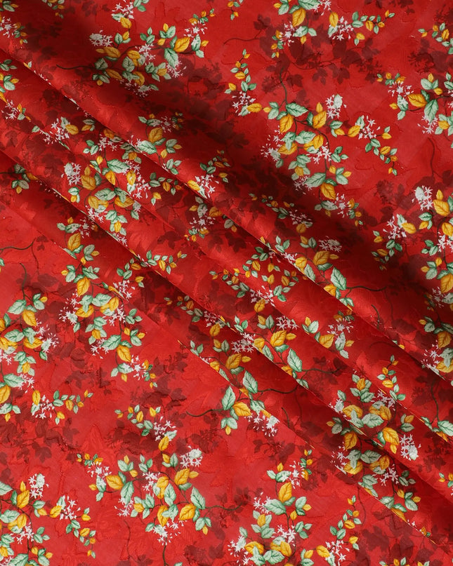 Uragiri Cotton Voile Fabric - Fiery Red with Delicate Floral Print, 110 cm Width, Japanese Artistry-D17729 Regal Fabrics