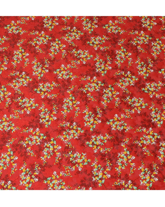 Uragiri Cotton Voile Fabric - Fiery Red with Delicate Floral Print, 110 cm Width, Japanese Artistry-D17729 Regal Fabrics