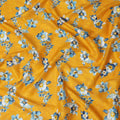 Uragiri Cotton Voile Fabric - Goldenrod with Blue Florals, 110 cm Width, Japanese Craftsmanship-D17730 Regal Fabrics