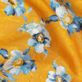 Uragiri Cotton Voile Fabric - Goldenrod with Blue Florals, 110 cm Width, Japanese Craftsmanship-D17730 Regal Fabrics