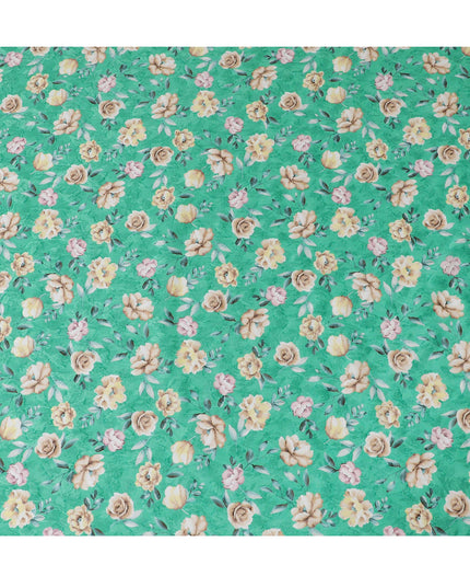Uragiri Cotton Voile Fabric - Mint Green with Floral Symphony, 110 cm Wide, Japanese Excellence-D17731