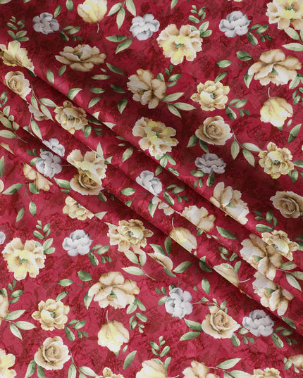 Uragiri Cotton Voile Fabric - Rich Wine Red with Classic Floral Motif, 110 cm Wide, Japanese Import-D17732 Regal Fabrics