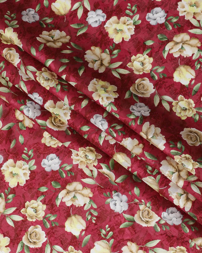 Uragiri Cotton Voile Fabric - Rich Wine Red with Classic Floral Motif, 110 cm Wide, Japanese Import-D17732 Regal Fabrics