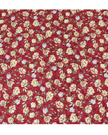 Uragiri Cotton Voile Fabric - Rich Wine Red with Classic Floral Motif, 110 cm Wide, Japanese Import-D17732 Regal Fabrics