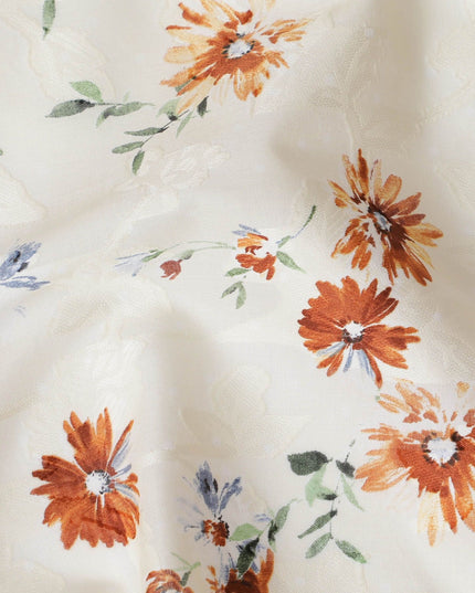 Uragiri Cream Wildflower Cotton Voile Fabric - Authentic Japanese, 110cm Width-D17737