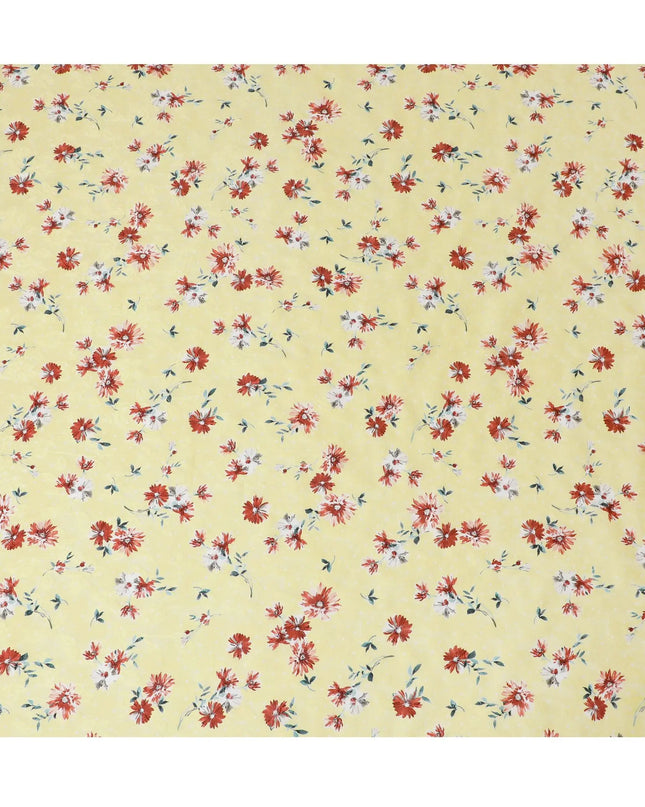 Uragiri Yellow Field Cotton Voile Fabric - Japanese Floral Print, 110cm Width-D17738 Regal Fabrics