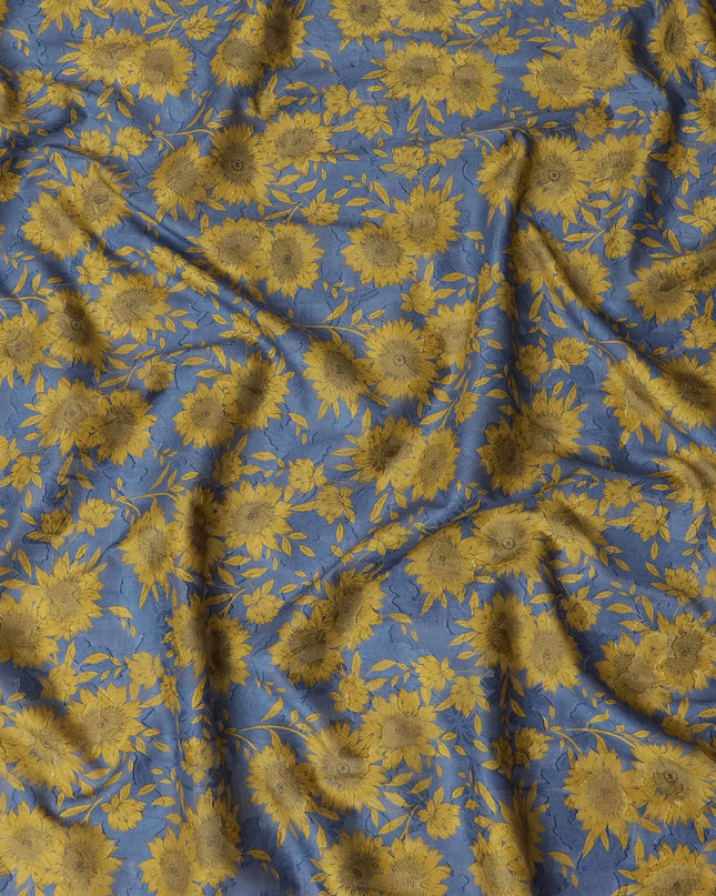 Uragiri Sunflower Blue Cotton Voile Fabric - Japanese Print, 110cm Wide-D17739 Regal Fabrics