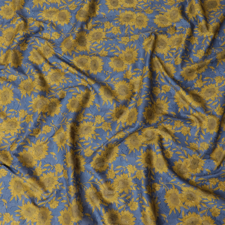 Uragiri Sunflower Blue Cotton Voile Fabric - Japanese Print, 110cm Wide-D17739 Regal Fabrics