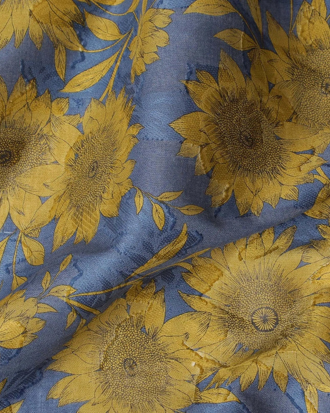 Uragiri Sunflower Blue Cotton Voile Fabric - Japanese Print, 110cm Wide-D17739 Regal Fabrics