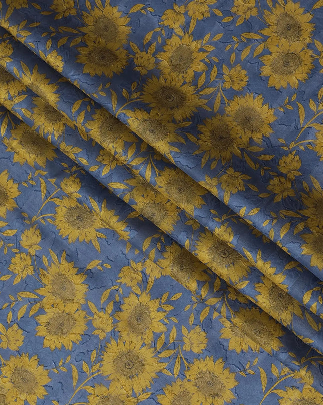 Uragiri Sunflower Blue Cotton Voile Fabric - Japanese Print, 110cm Wide-D17739 Regal Fabrics
