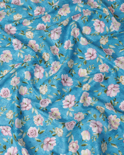 قماش فوال قطن Uragiri Blue Rose - ياباني تقليدي، عرض 110 سم -D17741