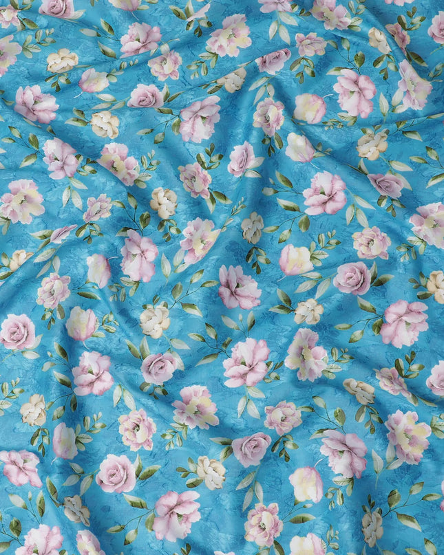 Uragiri Blue Rose Cotton Voile Fabric - Traditional Japanese, 110cm Width-D17741 Regal Fabrics
