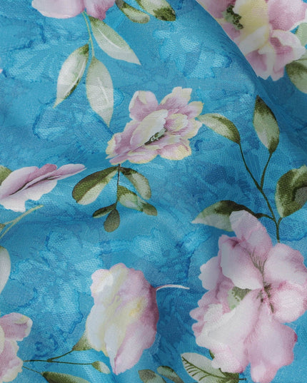 قماش فوال قطن Uragiri Blue Rose - ياباني تقليدي، عرض 110 سم -D17741