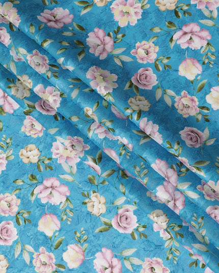 قماش فوال قطن Uragiri Blue Rose - ياباني تقليدي، عرض 110 سم -D17741