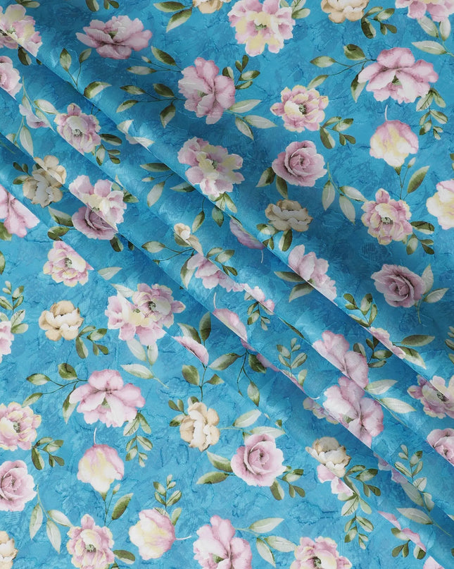 Uragiri Blue Rose Cotton Voile Fabric - Traditional Japanese, 110cm Width-D17741 Regal Fabrics