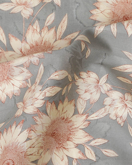 Uragiri Grey Dandelion Cotton Voile Fabric - Authentic Japanese Print-D17742