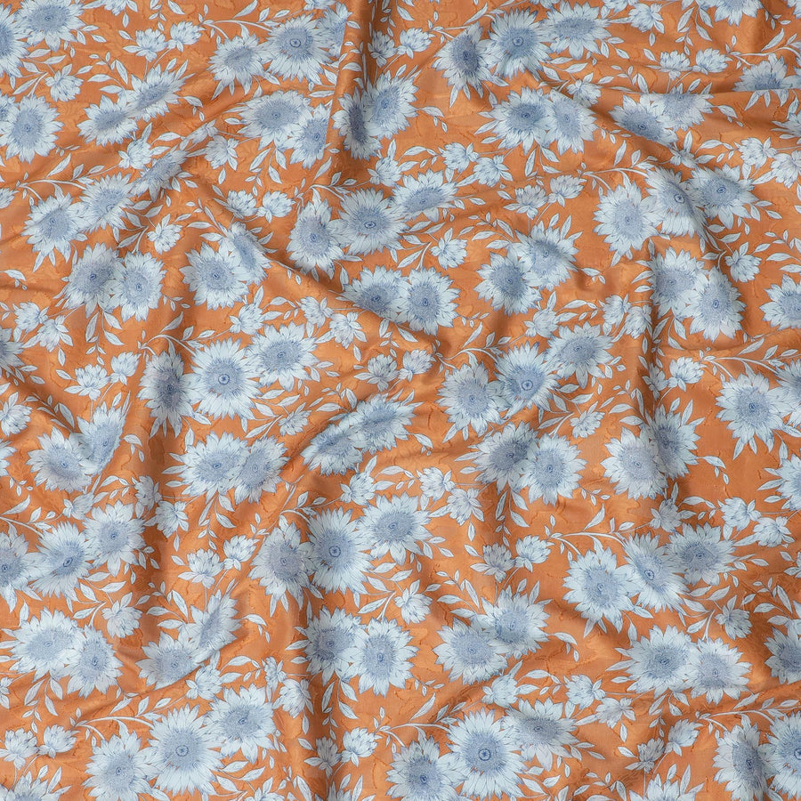 Uragiri Orange Cornflower Cotton Voile Fabric - 110cm Wide, Japanese Printed-D17743 Regal Fabrics