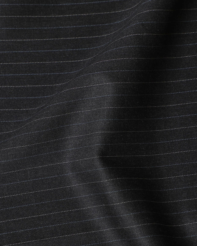 Classic British Pinstripe Wool Suiting Fabric - Black, 150cm Width, 3.5 Mtrs Piece-D17754