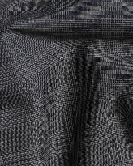 Italian Premium Gradient Check Wool Fabric, 150cm Width – Sophisticated Suiting, 4 Mtrs Piece-D17755