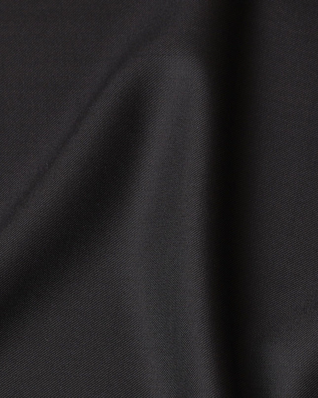 Sleek Black Solid Wool Suiting Fabric - 150cm Wide, 3.5 Mtrs Length, Woven in the UK-D17758