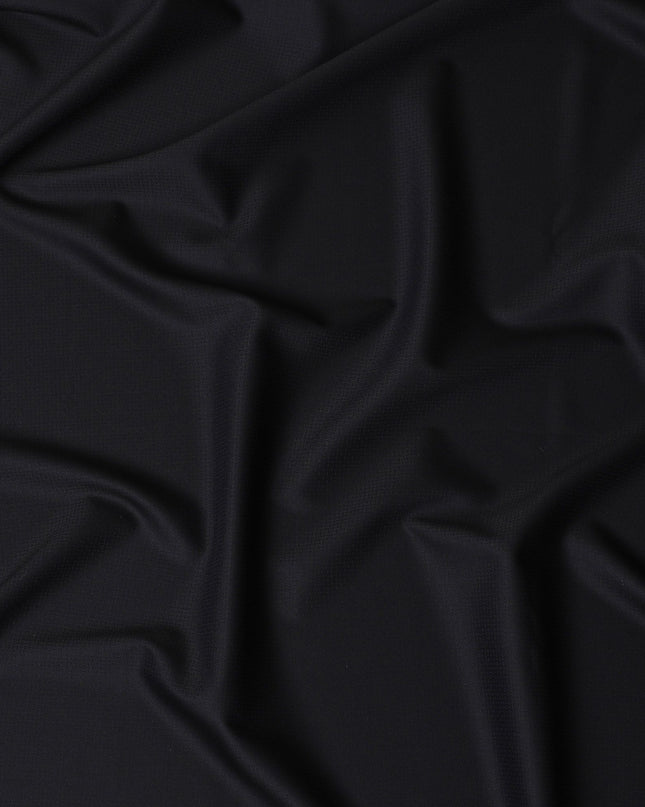 Black Satin Wool Suiting Fabric, Refined Italian Quality, 150cm Width - 4 Mtrs Piece-D17761