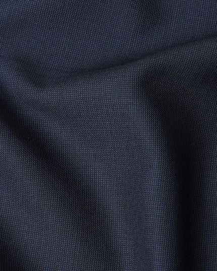 Navy Micro Houndstooth Wool Suiting Fabric, Italian Crafted, 150cm Width - 4 Mtrs Piece-D17762