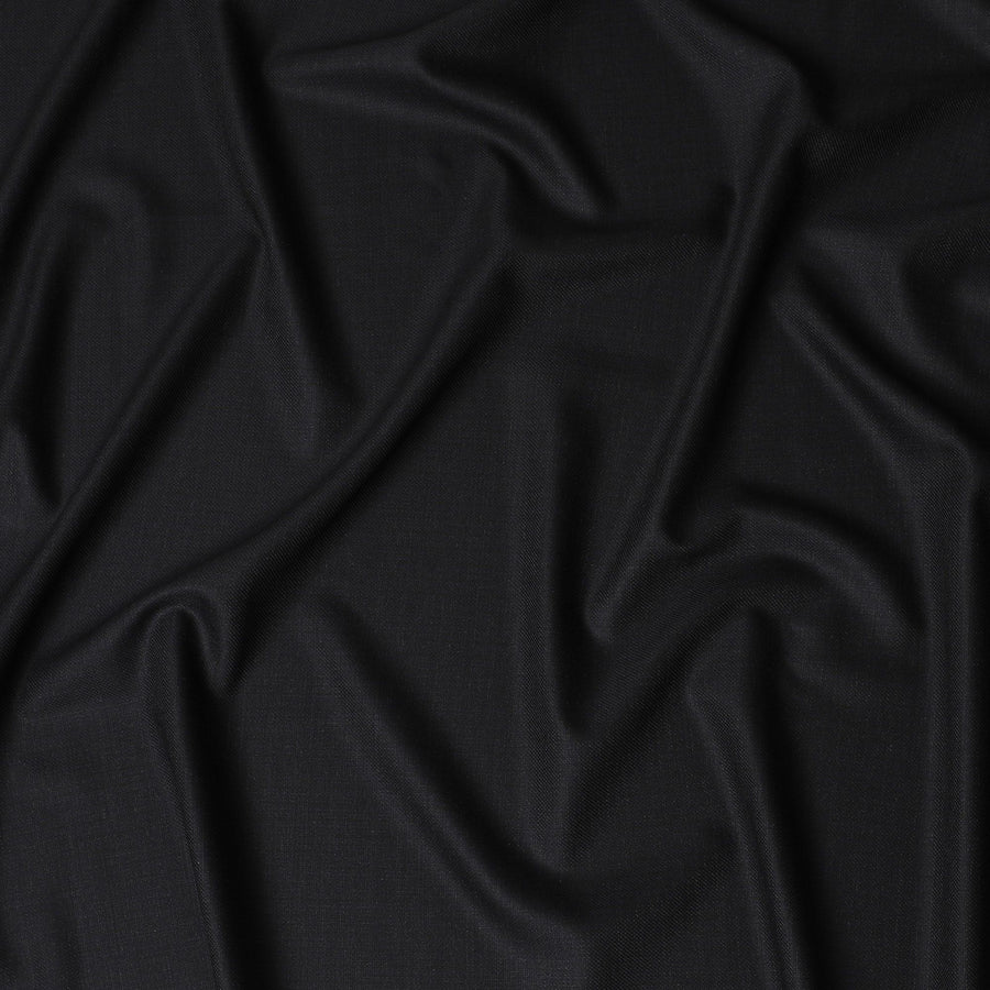Classic Twill Black Wool Suiting Fabric - 150cm Width, 3.5 Mtrs Piece, UK Crafted-D17765