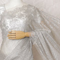 Exquisite Silver French Metallic Lace Saree, Stone Work, 110cm Wide - Chic Elegance-D17800 Regal Fabrics