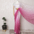 French ombre Lace Saree in Pink with Intricate Embellishments - 110 cm Width, 5.5 m Length-D17807