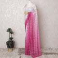 French ombre Lace Saree in Pink with Intricate Embellishments - 110 cm Width, 5.5 m Length-D17807