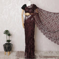 Elegant Maroon & Black French Lace Saree with Stone Work - 110cm Wide, 5.5m Length-D17808 Regal Fabrics