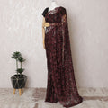 Elegant Maroon & Black French Lace Saree with Stone Work - 110cm Wide, 5.5m Length-D17808 Regal Fabrics