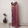 Elegant Bordeaux Two-Tone Lace Saree with Sparkling Stone Work, Made in France, 110cm Width, 5.5m Length – Exclusive Blouse Piece Not Included-D17812 Regal Fabrics