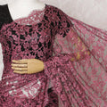 Elegant Bordeaux Two-Tone Lace Saree with Sparkling Stone Work, Made in France, 110cm Width, 5.5m Length – Exclusive Blouse Piece Not Included-D17812 Regal Fabrics