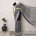 Ebony and Ivory Silk Georgette Saree with Classic Print, 110cm Width - 5.5m Flowing Elegance, Blouse Not Included-D17815