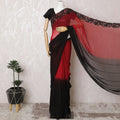 Scarlet Elegance Silk Chiffon Saree with Sequined Border, 110cm Width - 5.5m of Graceful Drapery, Blouse Not Included-D17816