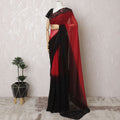 Scarlet Elegance Silk Chiffon Saree with Sequined Border, 110cm Width - 5.5m of Graceful Drapery, Blouse Not Included-D17816