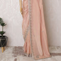 Peach Blossom Art Silk Saree with Crystal Embellishments, 110cm Width - 5.5m of Refined Elegance, Blouse Not Included-D17817 Regal Fabrics